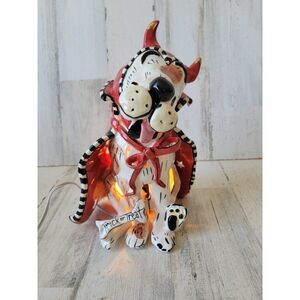 Heather goldmine dog devil light up Halloween decor ceramic you need decor